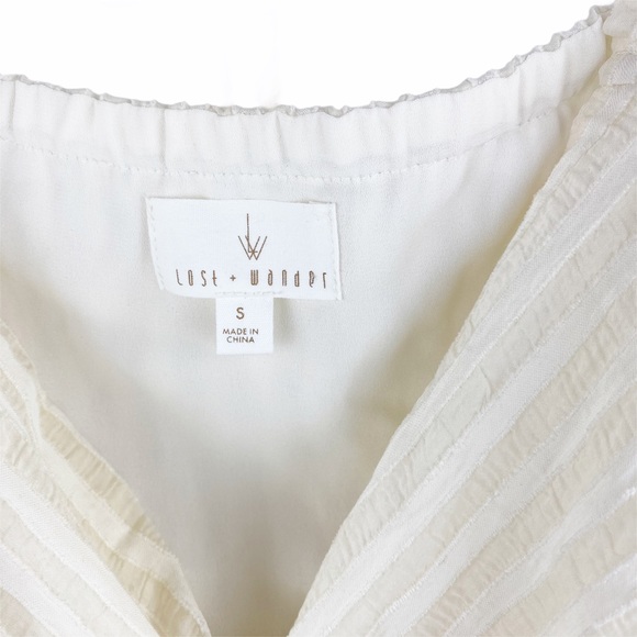NWT Lost & Wander Off Shoulder Cropped Ready Set Sail Top Ivory Striped Size 6 - Picture 4 of 6